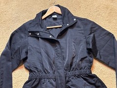 NWT Avia Collared Zip Black Cinch Waist Nylon Windbreaker Athletic Jacket XS 0/2