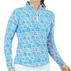 NWT Ladies IBKUL TERRA SEAFOAM BLUE Long Sleeve Mock Golf Shirt XS S M L XL XXL