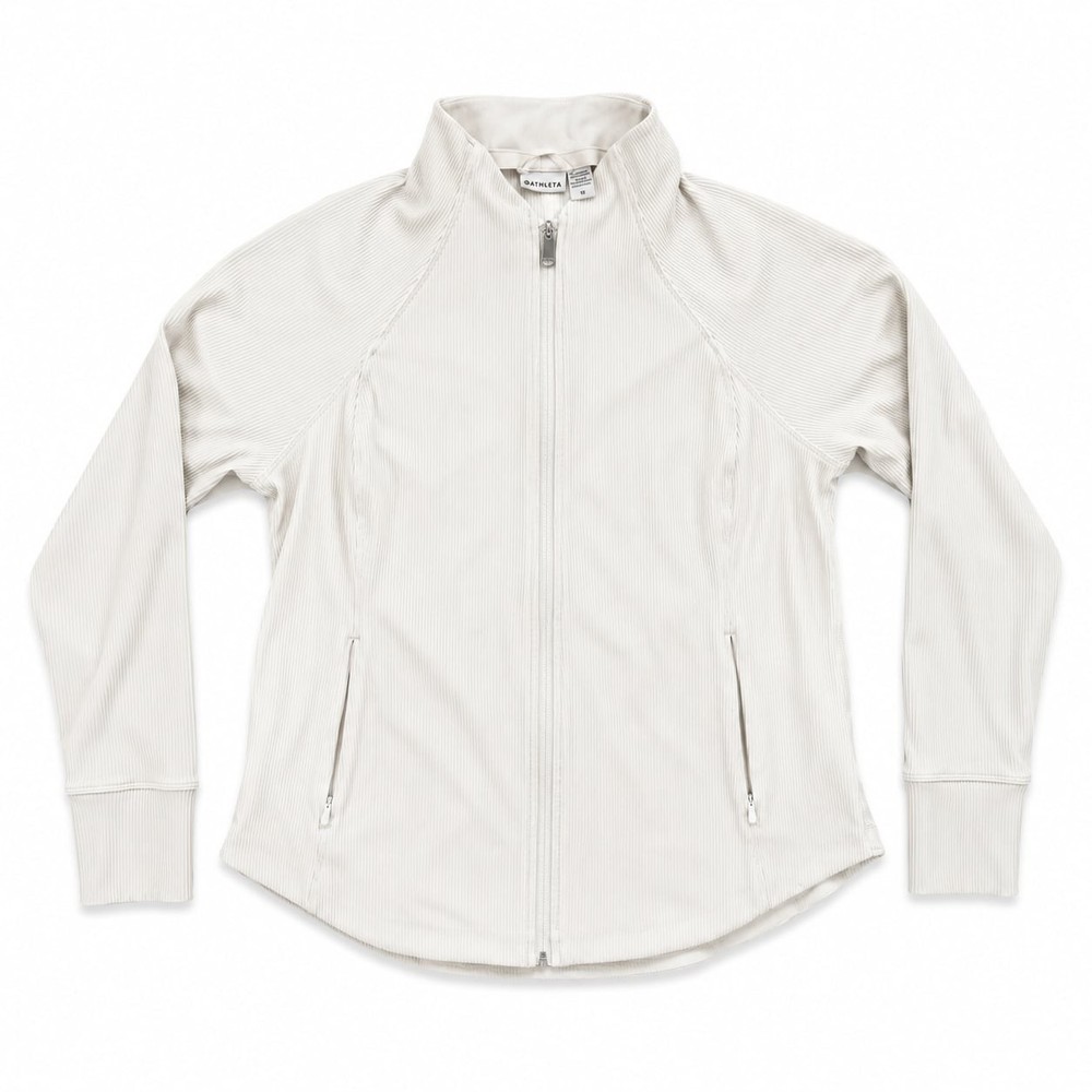Athleta Salutation Ribbed Full Zip Jacket in White, Size 1X