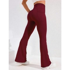 ​​High Waist Flare Leg Yoga Pants Women with Pocket Push Up Butt Running Tights