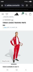 adidas Tiro26 League Women’s Track Pants XS Red/White Pull On Elastic Waist