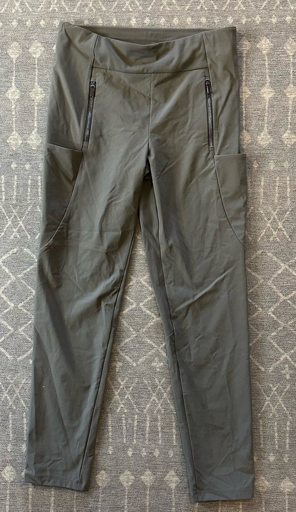 Athleta Legging Pants Size 10 Zip Pockets Gray Stretch RN# 54023 M2Y