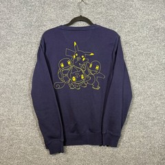 Old Navy x Pokemon Sweatshirt Womens Small Blue Graphic Print Pullover Fleece