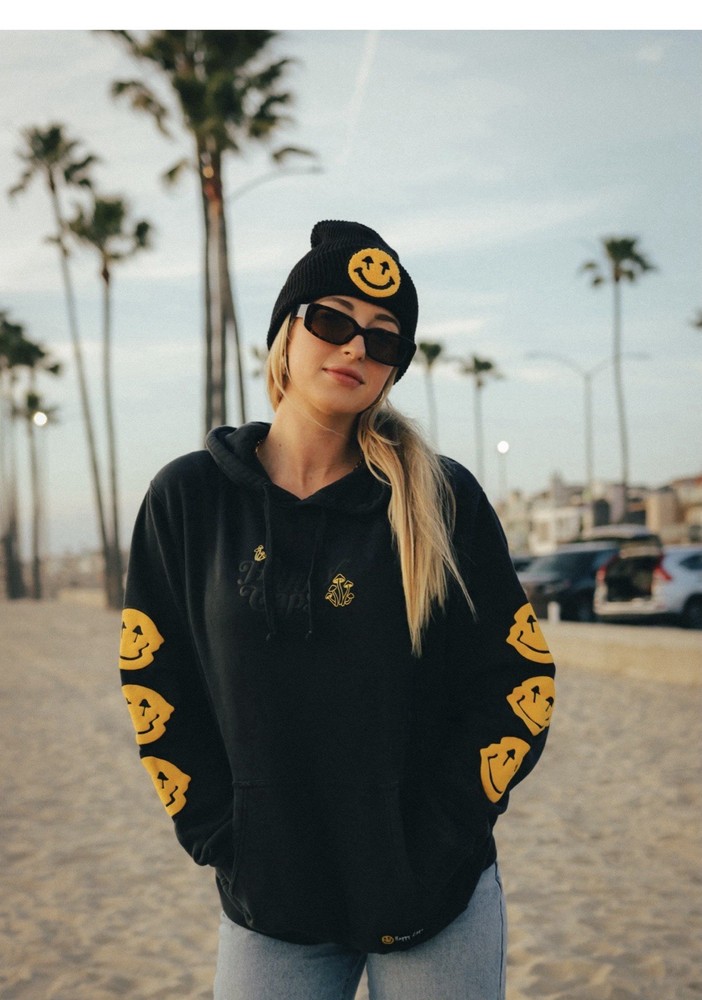 Brand New Happy Caps Comfortable Well Made Hoddie Sz. L Black- SOFT***