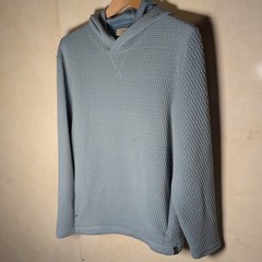 LL Bean Quilted Pullover Hoodie Womens Medium Regular Light Blue
