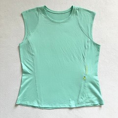 Lululemon Women Cap Sleeve Hiking Tank WLDM Wild Mint Green Mesh Stretch Top 8