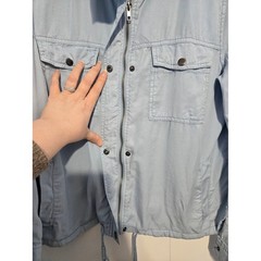 Staccato Tencel Utility Jacket Light Blue Snap Zip Drawstring Waist Size L