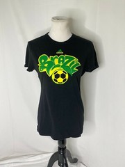 Adidas Womens Medium Shirt Black Brazil Soccer Short Sleeve Crewneck