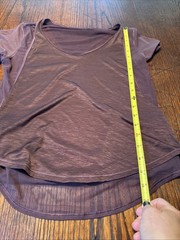 Lululemon Shirt Womens Small Plum Sheer Mesh Scoop Neck Cap Sleeve Athletic Top