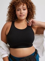 NEW Torrid TRU Low-Impact Longline Active Sports Bra, Solid Black, Size 5 5X 28